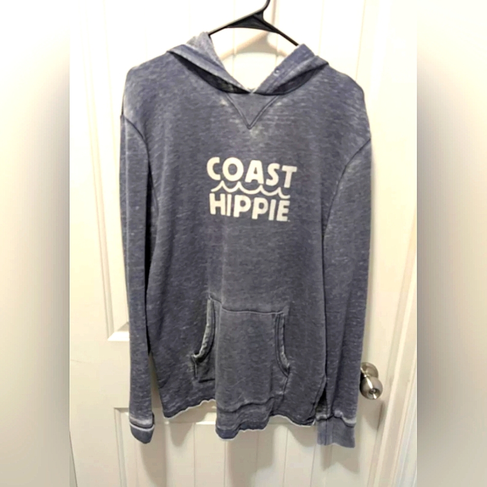 Coast Hippie Logo Vintage Hoodie Dark Oxford Adult Unisex Sz Lg Orig $74 Unisex